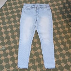 Light Wash Soft Pinstripe Denim Stretch Skinny Jeans